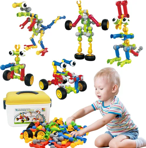 Huaker - Juguetes de construcción, 109 piezas de juguetes STEM para niños de 3 a 12 años, regalos de Navidad y cumpleaños para niños, bloques de