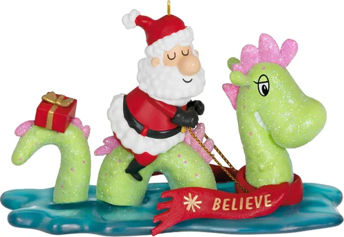 Adorno de Navidad Hallmark Keepsake 2023, Solo cree, Papá Noel y el monstruo del lago Ness, regalos de colección de Papá Noel