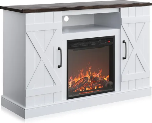 Miniatura 20 de BELLEZE Soporte de TV de 47 pulgadas con calentador eléctrico de chimenea de 18 pulgadas y consola de centro de entretenimiento multimedia para TV