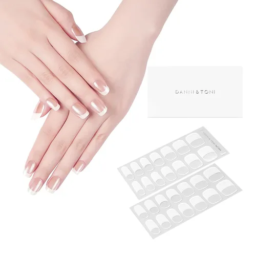 Miniatura 14 de DANNI & TONI Tiras de uñas de gel semicuradas, color rosa champán, ojos de gato, 28 calcomanías de regalo para mujer Aqua Ripple