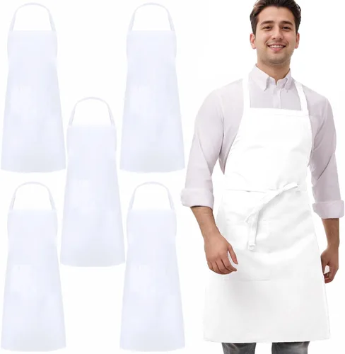 Miniatura 8 de 5 Pack Black White Apron, Chef Servers Waitress Aprons with Pockets for Men Women, Professional Work Apron