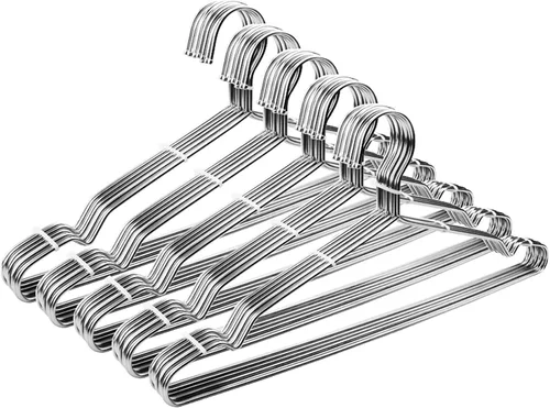 Miniatura 10 de Perchas para abrigos, 40 unidades, Seropy, perchas de metal, resistentes, de alambre, con muesca antideslizante, perchas de acero inoxidable
