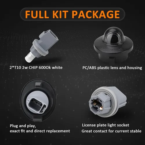 Miniatura 4 de Bestview Luces de matrícula, bombillas de lámpara LED para etiqueta de parachoques trasero con conjunto de cubierta de carcasa de enchufe