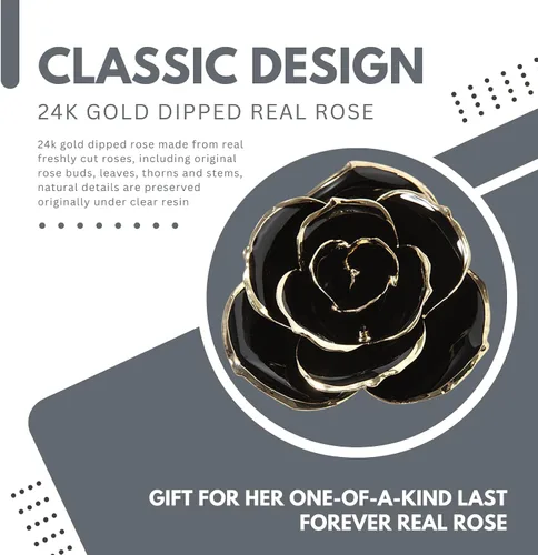 Miniatura 2 de MUEAST Rosa real bañada en oro de 24 quilates, rosa bañada en oro hecha de rosa real, el mejor regalo para aniversario, San Valentín, día