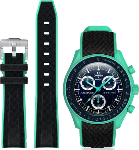 Miniatura 22 de Correa Stanchev para reloj Moonswatch, correa de silicona suave curvada sin espacio de 20mm para reloj Omega X Swatch Speedmaster, correa