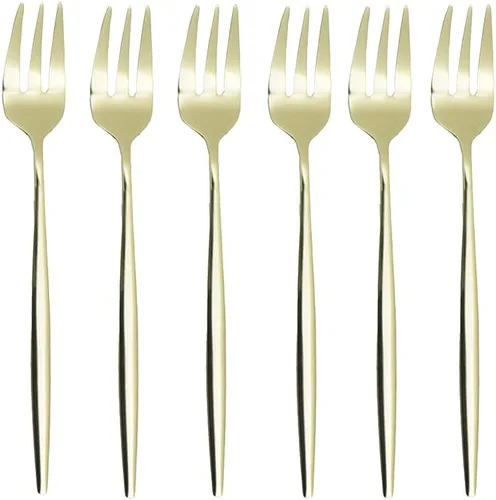 Miniatura 2 de Juego de 6 espátulas de pastel de pizza para tartas, espátulas de acero inoxidable 18/10, tenedores para tartas, mini tenedores para frutas