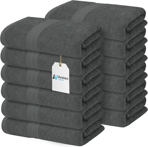 Miniatura 8 de Avalon Towels Toallas de baño para baño, 100% algodón, color negro, paquete de 6 (22 x 44 pulgadas), juego de toallas de baño de secado rápido