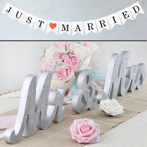 Miniatura 15 de Mr and Mrs Signs - Decoración de mesa de boda, letras independientes de madera para accesorios de fotos, decoración rústica, regalo de fiesta