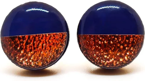 Miniatura 10 de Dos tonos con aretes de 10 mm de metal martillado falso, aretes redondos para mujeres, niñas y hombres, hechos a mano, postes de acero inoxidable