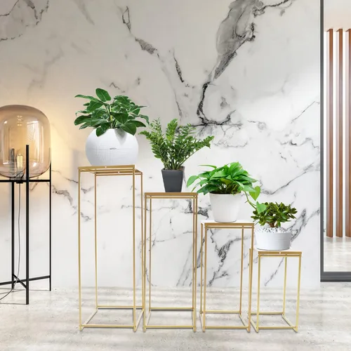 Miniatura 9 de Soporte de metal para flores de boda, jarrón de suelo, columna de soporte geométrico, centros de mesa para arreglos florales de mesa, decoración