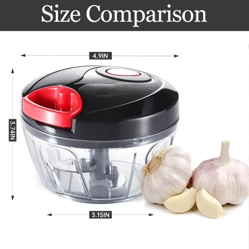 Miniatura 4 de Cambom - Picador manual de alimentos, cortador de verduras, picador con cordón para cebollas, frutas y nueces, material seguro para alimentos sin