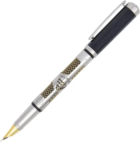 Miniatura 13 de Gullor Pluma estilográfica de metal con convertidor y caja de regalo, punta doblada, oro