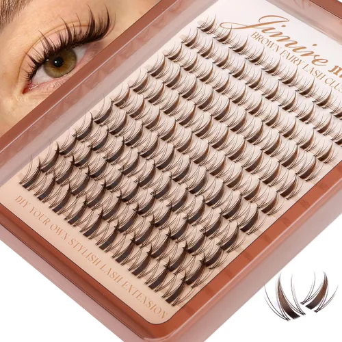 Miniatura 19 de JIMIRE - Racimos de pestañas marrones, 6 estilos mixtos, rizado D, extensiones de pestañas naturales, 476 piezas, racimos de pestañas esponjosas