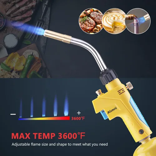 Miniatura 3 de Antorcha de Gas MAPP/MAP/PROPANO, Cabeza de Antorcha, Uso para Soldadura, Conexión de Tubo de Cobre, Temperatura Máxima 3600℉ (1300℃)