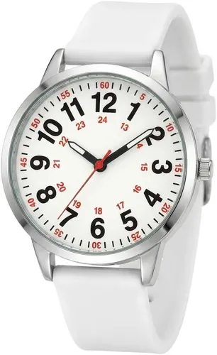 Miniatura 10 de Easy Read Women’s Watch with Second Hand, 35mm Dial with Large Arabic Numbers, Water Resistant Silicone Strap Wrist Watch with Luminous Hands
