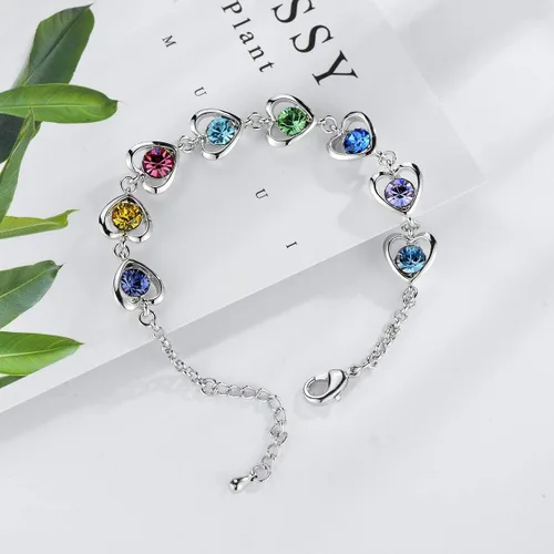 Miniatura 4 de Pulsera de eslabones de corazón empaquetada en caja de regalo - Regalos de San Valentín para niñas y niños. Regalos para el amor, la amistad, Metal
