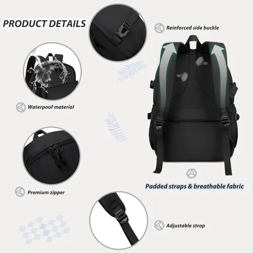 Miniatura 4 de Caoroky knight Mochila para portátil universitaria para hombres y mujeres, mochila grande para libros, ligera, mochila de viaje y día a día, Negro