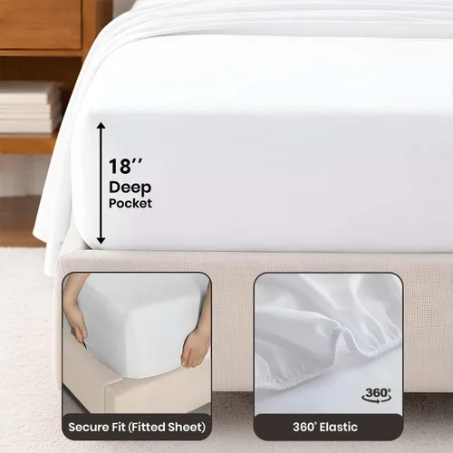 Miniatura 3 de SGI bedding Sábanas 100% algodón egipcio tamaño individual – Sábanas refrescantes, ropa de cama blanca suave y transpirable, ropa de cama de lujo