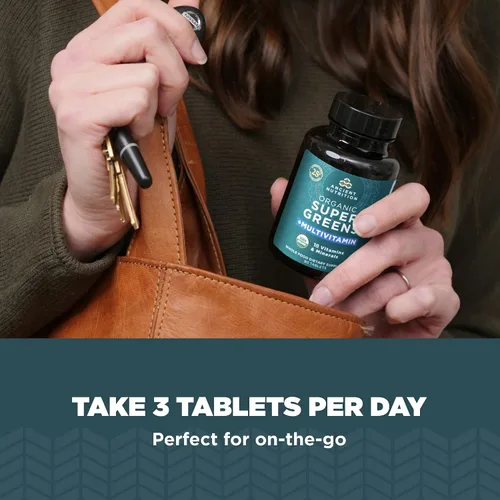 Miniatura 5 de Ancient Nutrition Supergreens - Tabletas multivitamínicas, superalimento orgánico en polvo con multivitaminas hechas de frutas reales, verduras