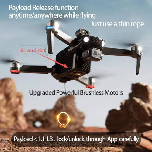 Miniatura 3 de Bingchat Drones profesionales con control remoto para tableta 2026 mejorado con cámara para adultos 4K HD, 360° para evitar obstáculos, cardán de 3