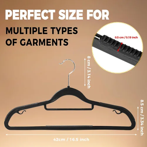 Miniatura 5 de Perchas de ropa de calidad, paquete de 50 unidades, perchas de plástico sin terciopelo para ropa, juego de perchas resistentes para abrigos, perchas
