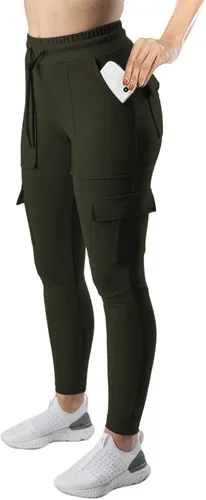 RESHE Pantalones deportivos tipo cargo para mujer ligeros para senderismo entrenamiento para ir al aire libre estilo militar talla L Verde ejército