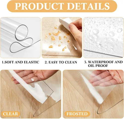 Miniatura 4 de Ganeen Protector para mesita de noche, protector de plástico transparente de 15.8 x 23.6 pulgadas, 0.059 in de grosor, rectangular, de cloruro
