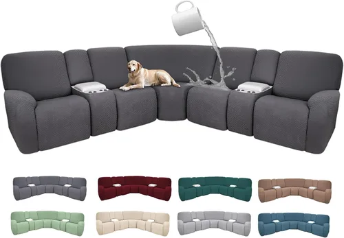 Miniatura 126 de Fundas de sofá reclinable seccional 100% impermeables para sofá reclinable en forma de L, funda de sofá modular de esquina en forma de L, fundas