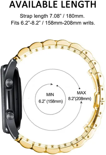 Miniatura 6 de DEALELE Correa compatible con Samsung Gear S3 / Galaxy Watch 1.811 in / Galaxy Watch 3 1.772 in, 0.866 in 7 filas correa de repuesto de metal de Oro