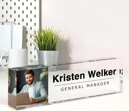 Miniatura 8 de Placa de nombre de escritorio personalizada con foto, placa de nombre personalizada para escritorio, decoración de oficina para mujeres y hombres