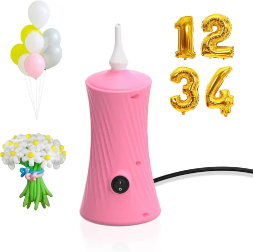 Balloon Pump Electric Air Pump for Long Balloon Inflator Blower Machine for Birthday Party Celebration Balloons Decorations for Twisty Animal Rosa