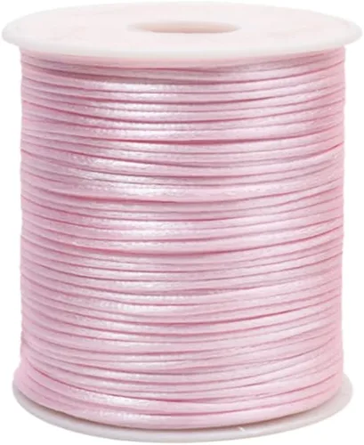Miniatura 50 de 2.0 mm x 110 yardas de cordón de satén de nailon para abalorios, hilo trenzado para nudos chinos, rattail, macramé, pulseras, collares, fabricación