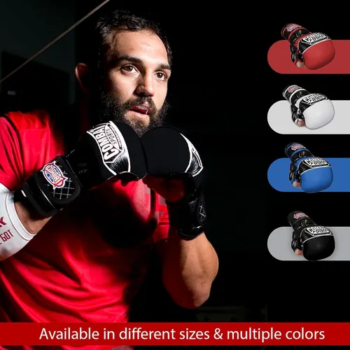 Miniatura 7 de Combat Sports Max Strike - Guantes de entrenamiento de artes marciales mixtas, palma abierta sin dedos para artes marciales mixtas, Muay Thai