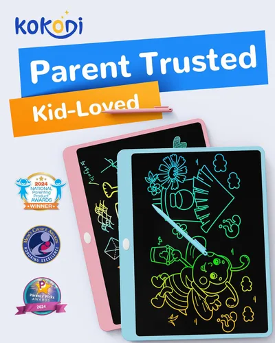 Miniatura 2 de KOKODI Tableta de escritura LCD, regalos para niños y niñas de 3 años, tablero de dibujo de 10 pulgadas, tablero de garabato colorido, tableta
