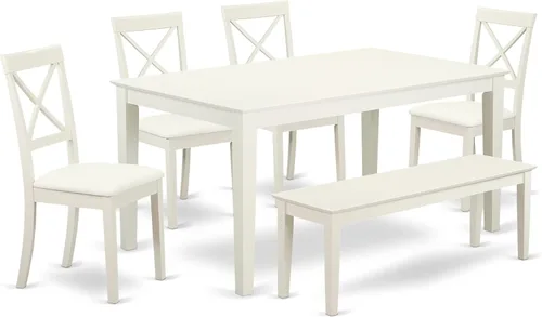 Miniatura 11 de East West Furniture CABO5-LWH-LC - Juego de mesa de comedor moderno de 5 piezas, incluye una mesa rectangular de madera y 4 sillas de comedor