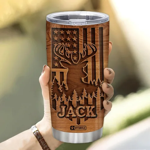 Miniatura 5 de Hyturtle Regalos personalizados de caza para hombres, vaso de caza de ciervos, taza de café de viaje de 20 onzas, acero inoxidable, regalo del día