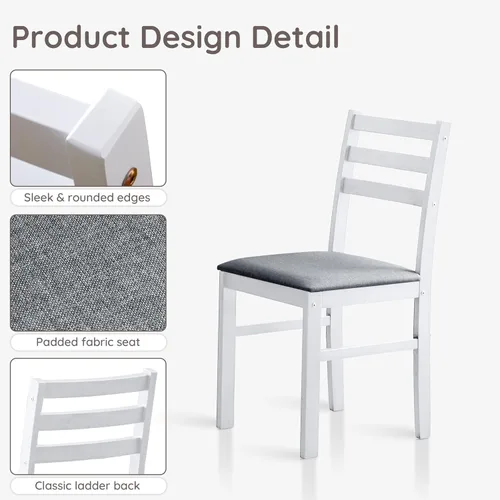 Miniatura 4 de Livinia Seattle Juego de 2 sillas de cocina moderna de estilo granja para comedor, sillas con respaldo en escalera de madera y asiento acolchado