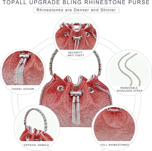 Miniatura 2 de Bolso de noche con diamantes de imitación para mujer, bolso de mano plateado con diamantes brillantes para mujer, fiesta, club, boda, baile
