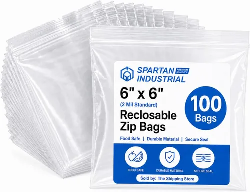 Miniatura 8 de Spartan Industrial - Bolsas pequeñas con cremallera de 4 x 4 pulgadas (100 unidades) - Bolsas de polietileno transparentes con cierre cuadrado