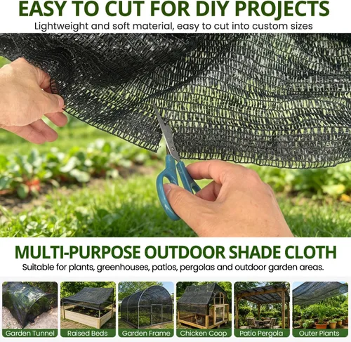 Miniatura 5 de Malla de resistencia UV, tela de sombra, protector solar, sombrilla de malla negra del 40 % para plantas de flores de jardín, Negro