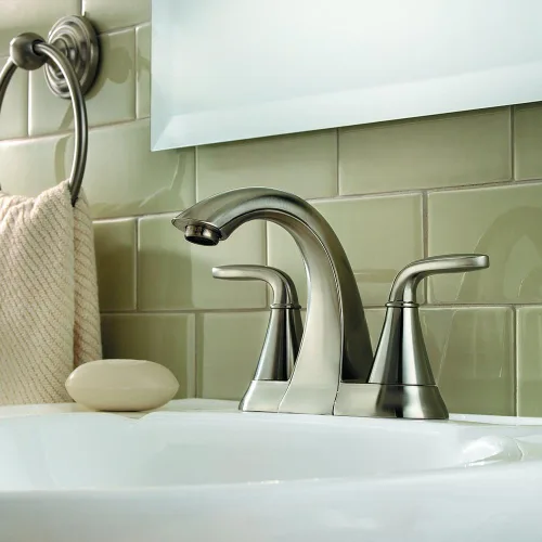 Miniatura 2 de Pfister Pasadena LF048PDKK - Grifo de lavabo de baño de 4 pulgadas con 2 manijas y 3 agujeros con placa de cubierta TiteSeal y tecnología Pfast