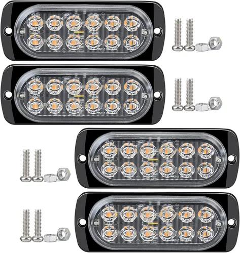 Miniatura 10 de Lámpara LED de advertencia intermitente lateral de 12-24 V, barra estroboscópica de emergencia (blanco, 4LED)
