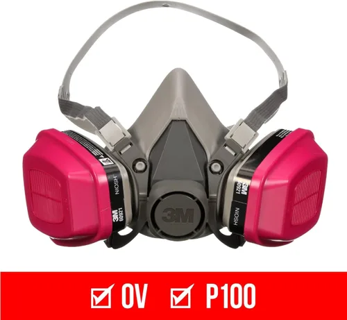 Miniatura 3 de 3M Paquete mediano de respirador reutilizable multiusos P100/OV para olores/partículas, cartucho de vapor orgánico aprobado por NIOSH y filtros
