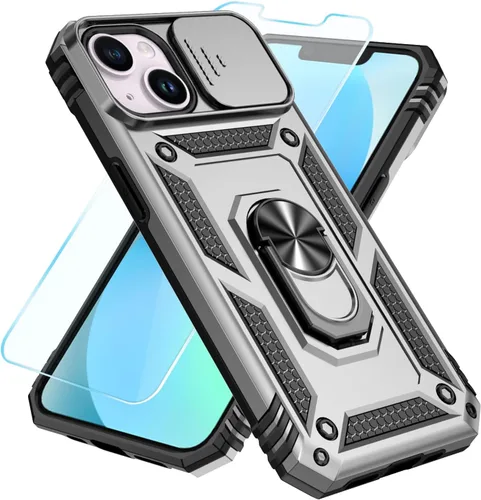 Miniatura 5 de SunStory Funda compatible con iPhone 12 Pro Max con protector de pantalla HD, cubierta de cámara deslizante y soporte de anillo giratorio