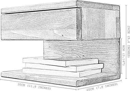 Miniatura 5 de Mesita de noche flotante lateral o mesa auxiliar con cajón de almacenamiento, estante de noche de madera, mesa flotante hecha a mano, estante