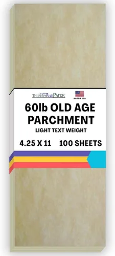 Miniatura 6 de 50 pergamino de vejez, 60 libras, peso del texto, 4.25 x 11 pulgadas, tamaño media carta, corte largo, papel de papelería, papel de papelería, papel