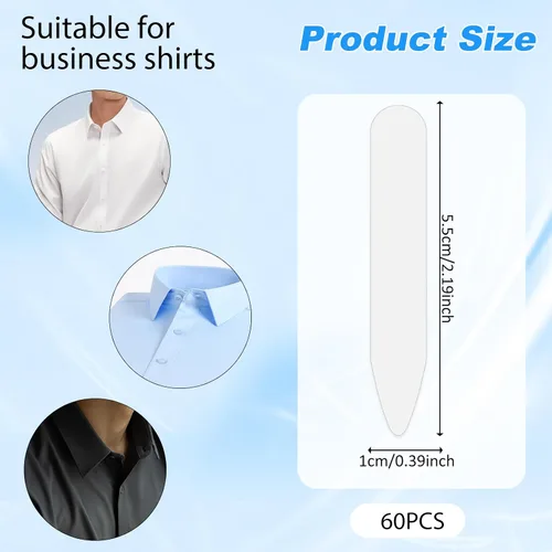 Miniatura 2 de Jeffdad 60 piezas de collar de 2.2 pulgadas para camisas de vestir de hombre, cuello de plástico, inserciones de cuello de camisa, inserciones