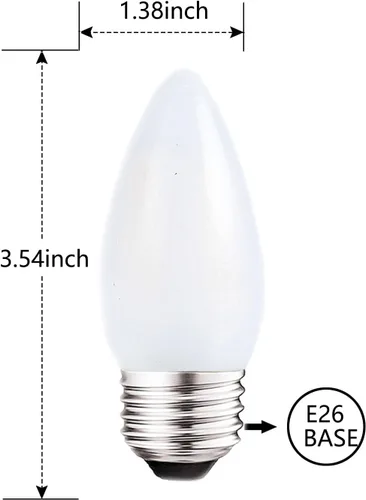 Miniatura 3 de Sunaiony Bombillas LED de candelabro esmeriladas E26 de base media 2W regulables, luz blanca suave 3000K equivalente a 25W, bombillas LED 2W 3000K-8