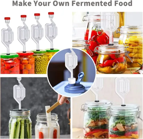 Miniatura 5 de Juego de esclusas de doble burbuja [6 unidades], kits de preparación para fermentación, esclusa de fermentación con 6 tapones + 12 ojales