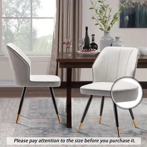Miniatura 3 de Andeworld Juego de 2 sillas de comedor tapizadas, sillas decorativas modernas de mediados de siglo, silla auxiliar de gamuza sintética sin brazos